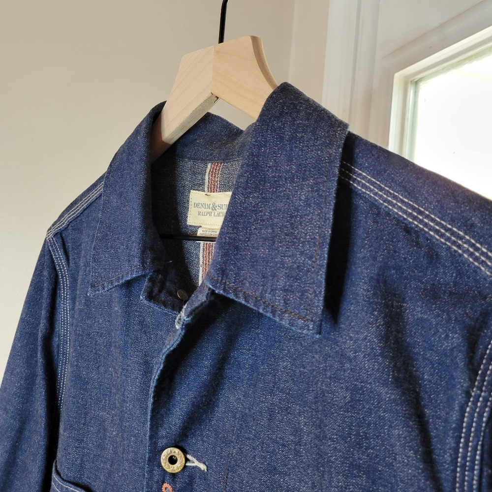 Denim & Supply Ralph Lauren Gorgeous Rich Blue Denim Button Up Jacket, Size M - Picture 5 of 14